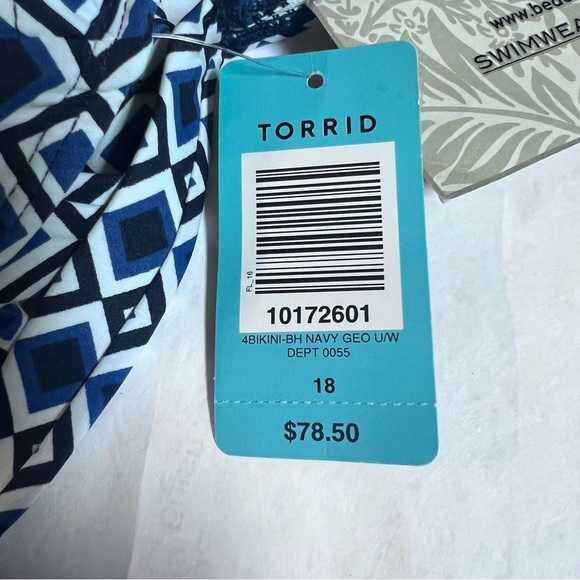 Beach House Women For Torrid Bikini Top New With Tag Size 18W Padded Tie Back A4 - Picture 10 of 11
